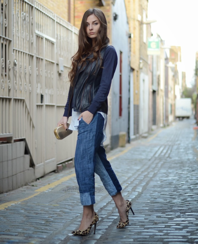 Veronika is wearing KELLY LOVE waistcoat, MARKS & SPENCER jumper, H&M shirt, ZARA jeans, and DUNE shoes